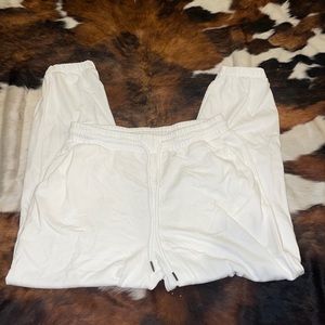 large automet white jogger sweat pants